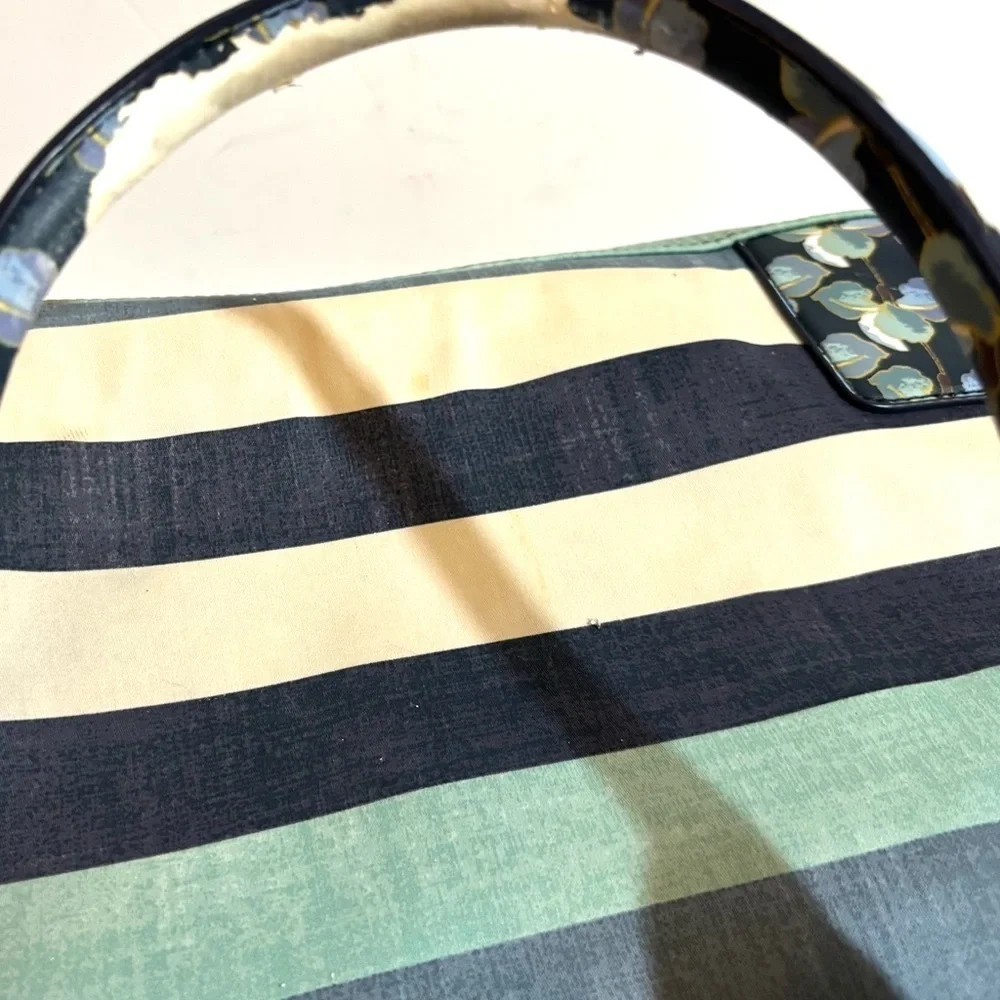 Tory Burch Black and Cream Tote Bag with Structured Design